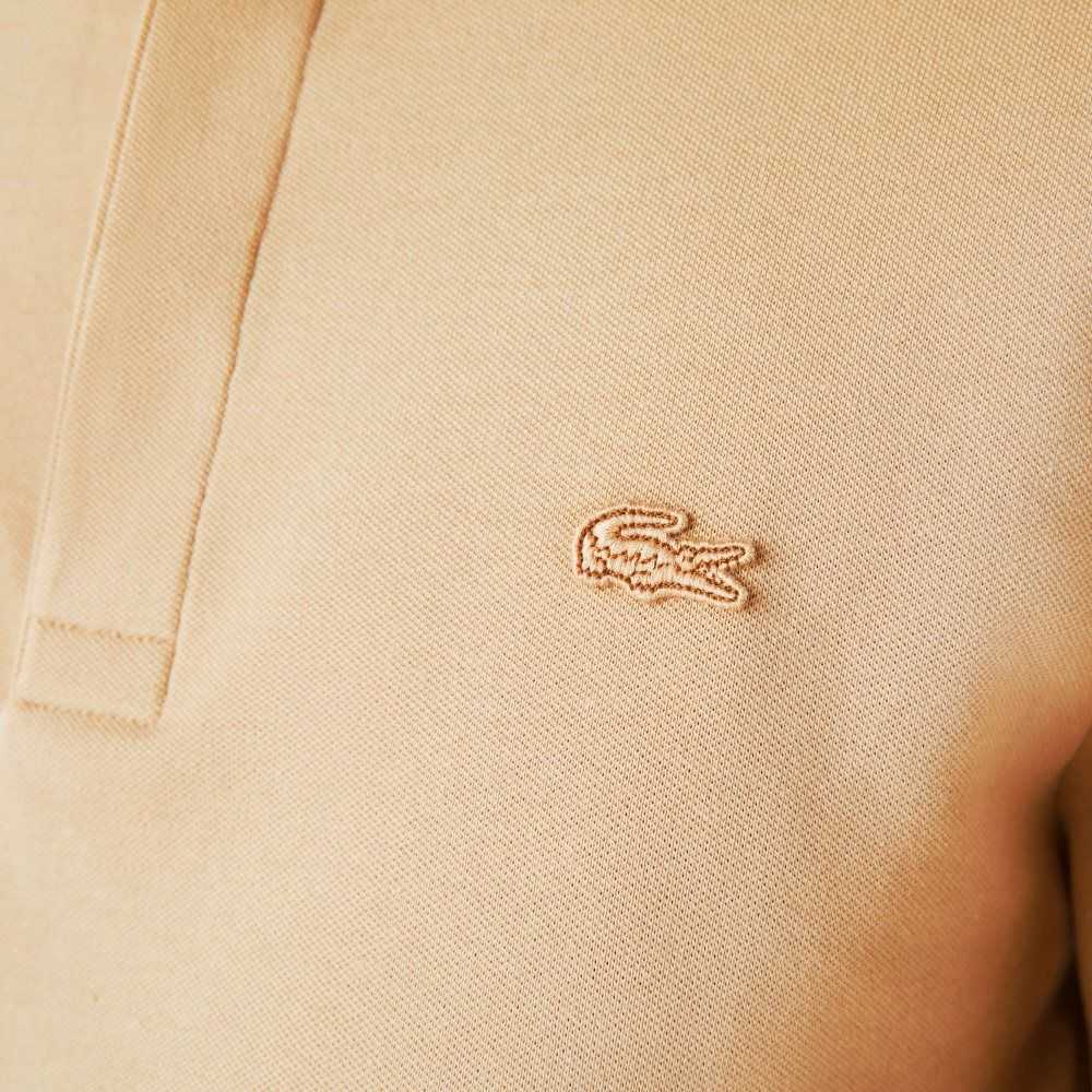 Beige Lacoste Smart Paris long sleeve stretch cotton Polo | QIDGET-286