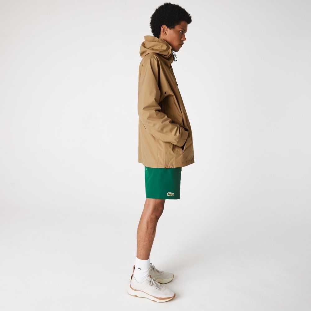 Beige Lacoste Water-Resistant Hooded Windbreaker | AFUMCE-654