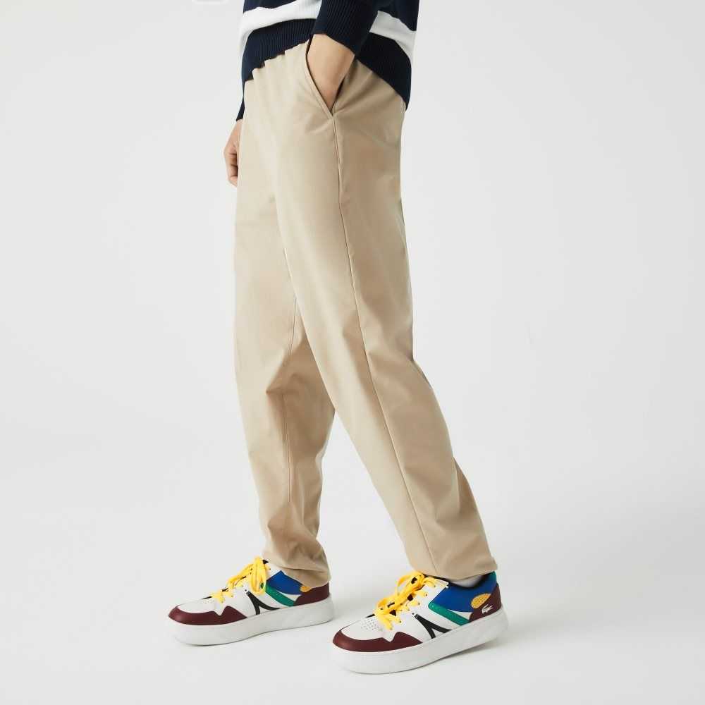 Beige Lacoste Water-Resistant Tracksuit Pants | XDBKPS-476