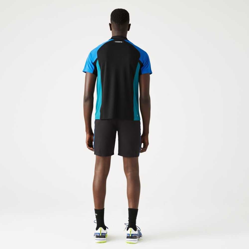 Black / Blue / Black / Green Lacoste SPORT Thermo-Regulating Pique Tennis Polo | HCGDNB-256