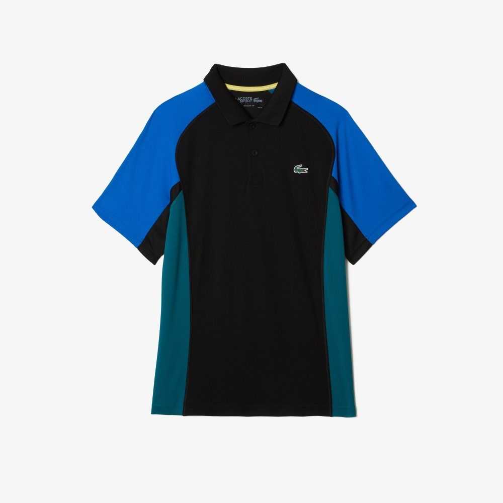 Black / Blue / Black / Green Lacoste SPORT Thermo-Regulating Pique Tennis Polo | HCGDNB-256