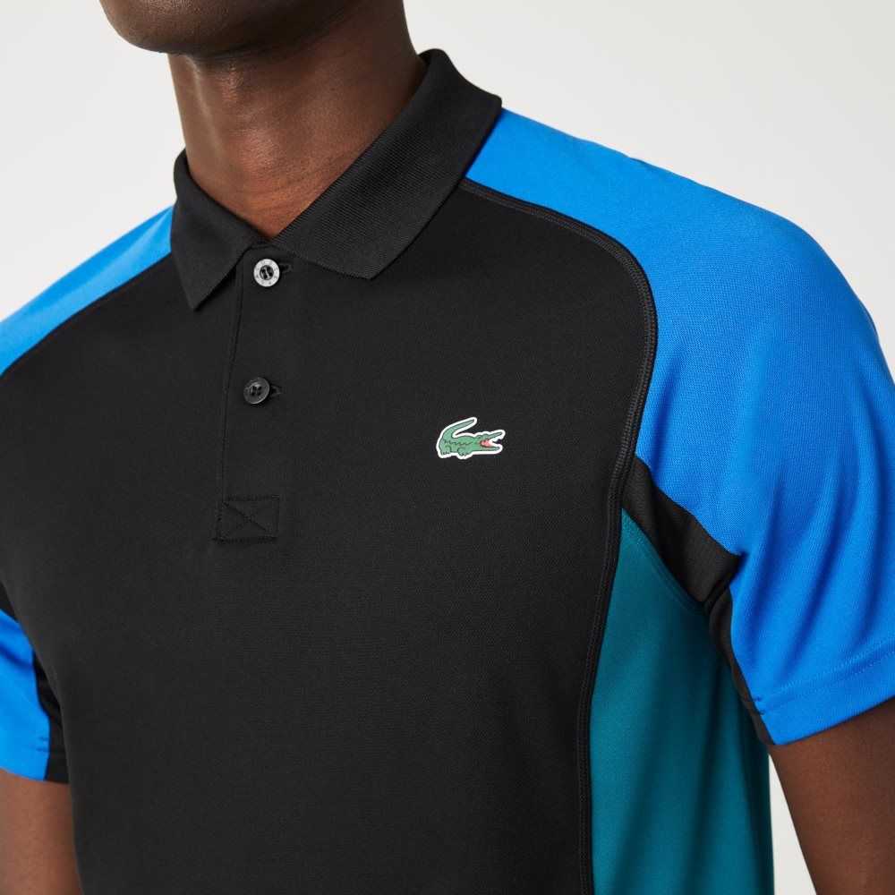 Black / Blue / Black / Green Lacoste SPORT Thermo-Regulating Pique Tennis Polo | HCGDNB-256