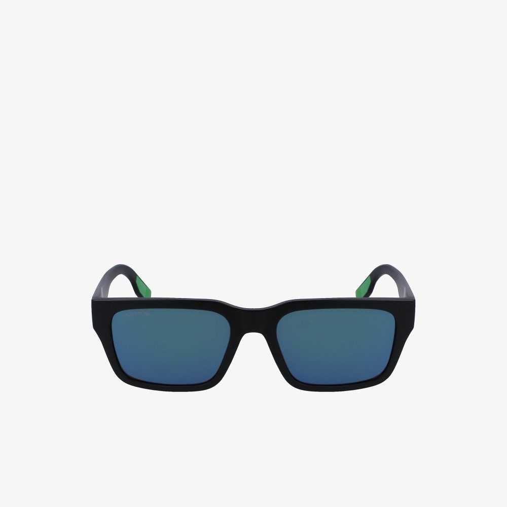 Black/Blue Lacoste Rectangle Active Sunglasses | ZTMXPH-157