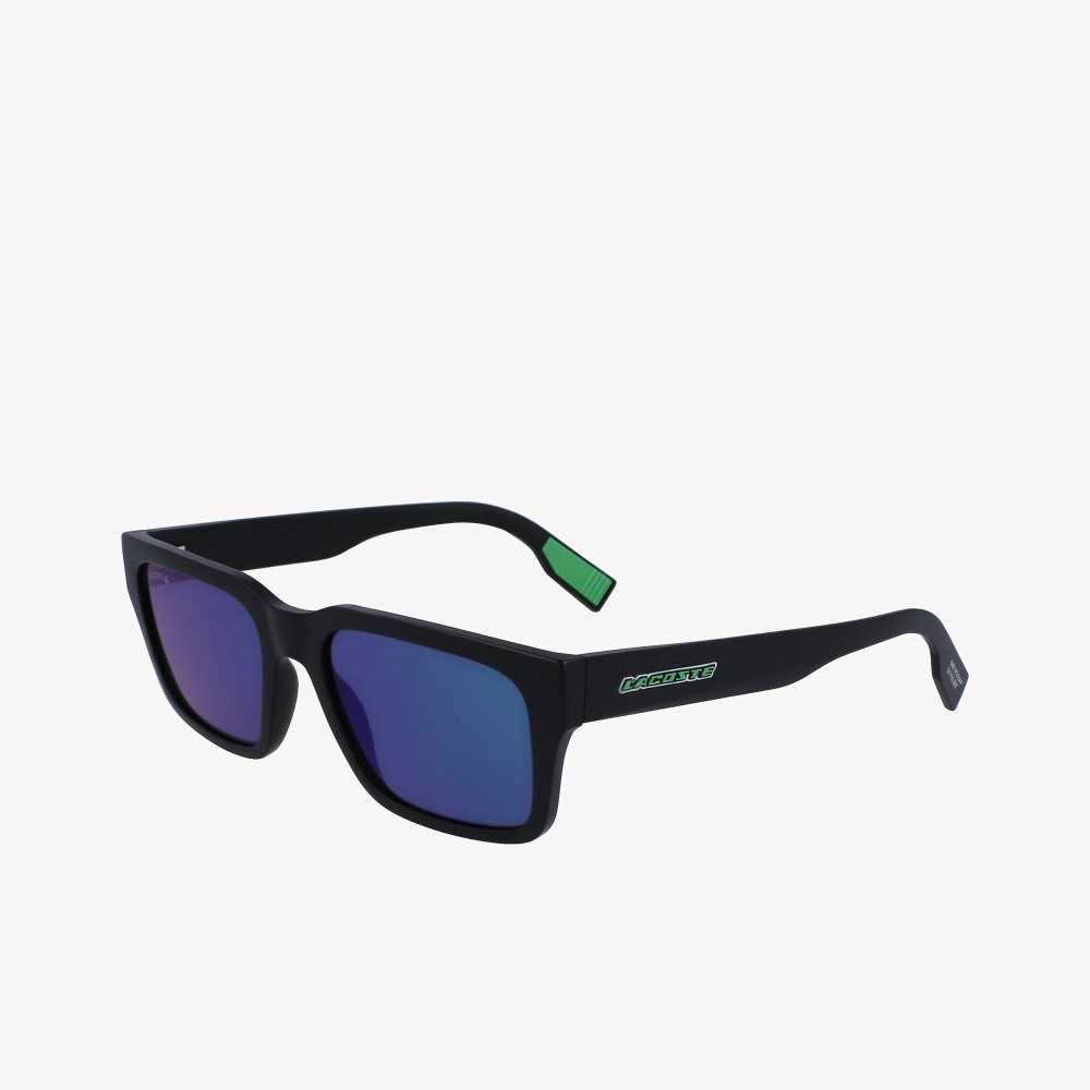 Black/Blue Lacoste Rectangle Active Sunglasses | ZTMXPH-157