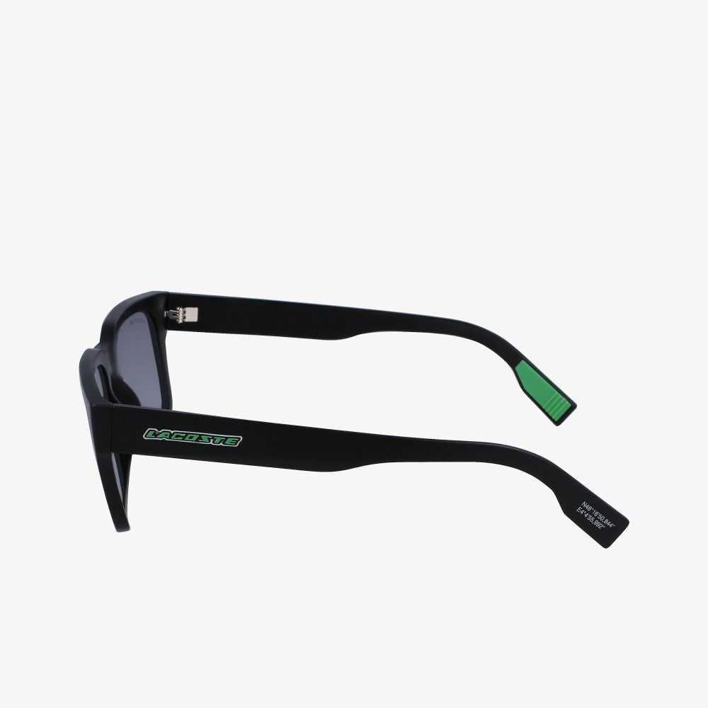 Black/Blue Lacoste Rectangle Active Sunglasses | ZTMXPH-157