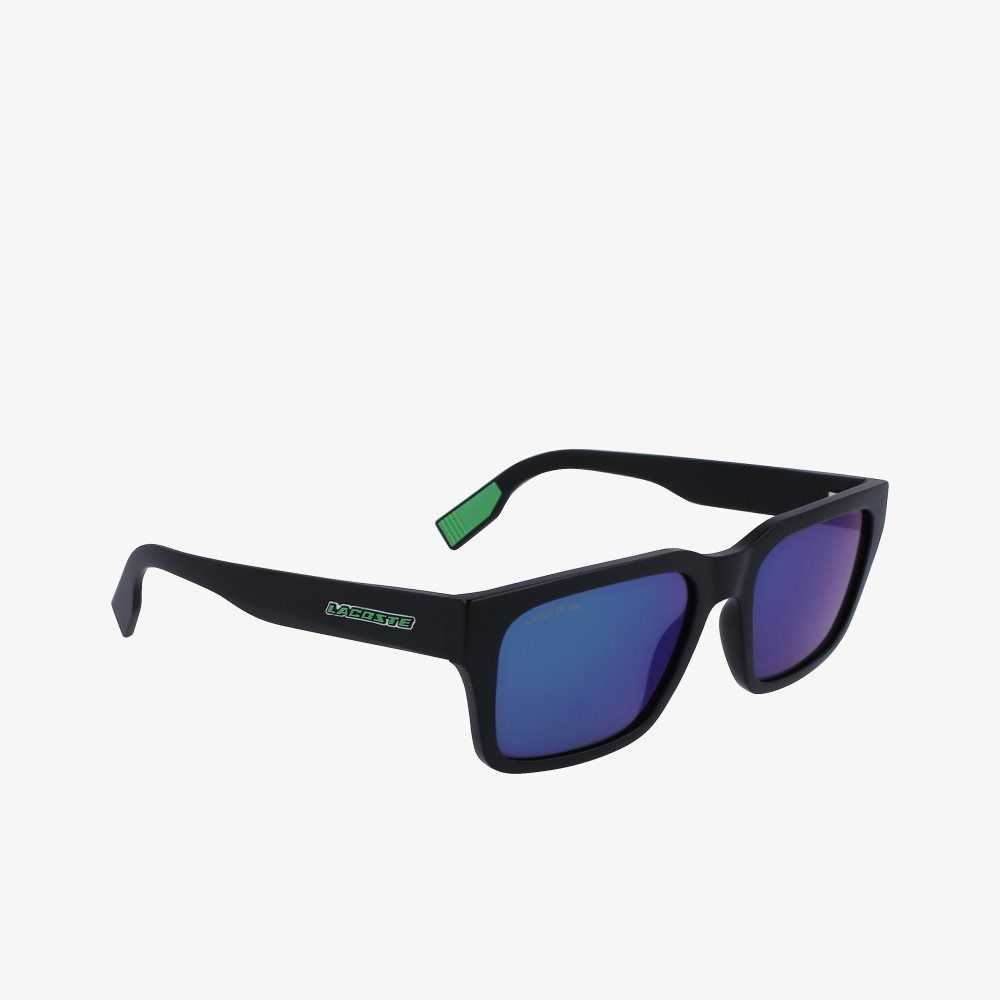 Black/Blue Lacoste Rectangle Active Sunglasses | ZTMXPH-157