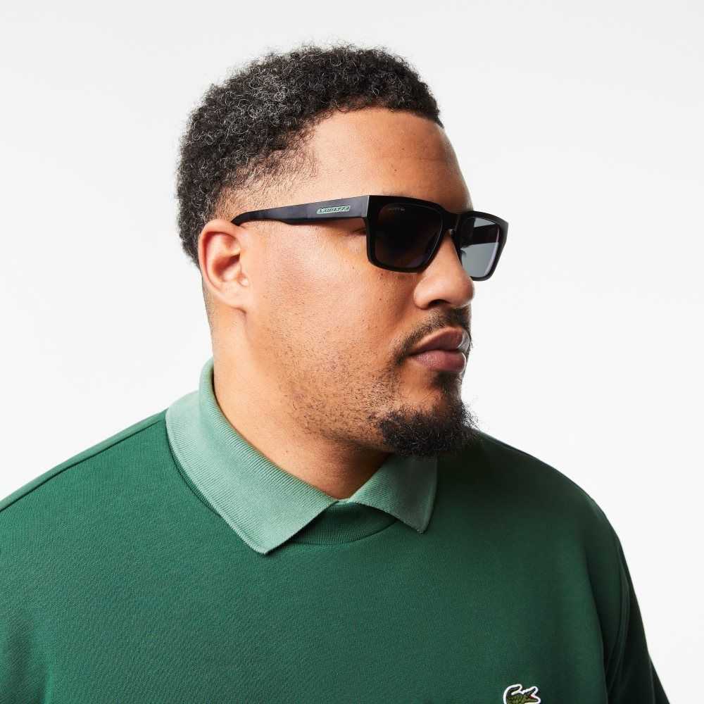 Black/Blue Lacoste Rectangle Active Sunglasses | ZTMXPH-157