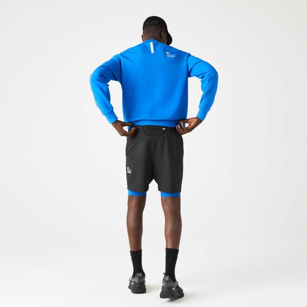 Black / Blue Lacoste SPORT Built-In Liner 3-in-1 Shorts | OJLIKP-627