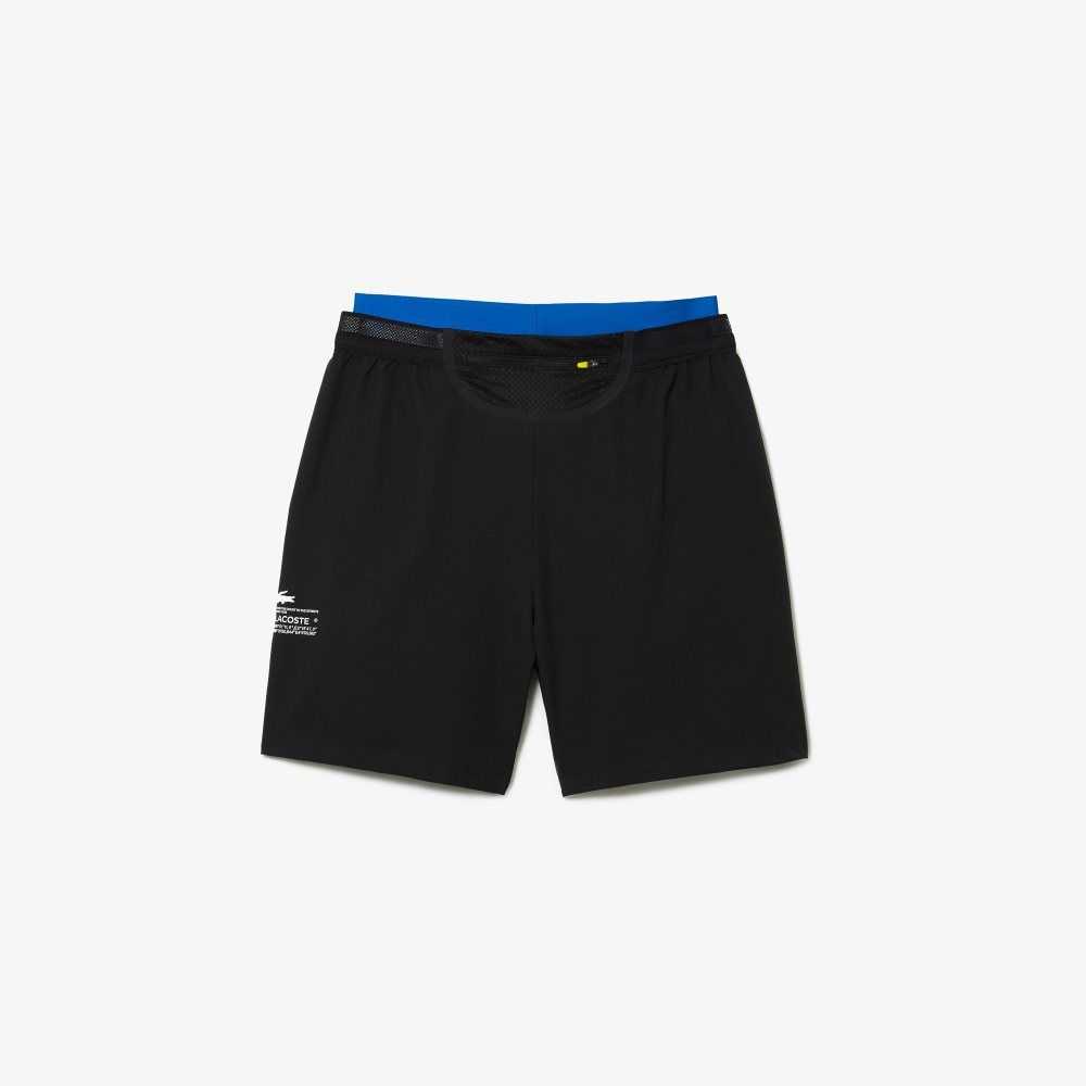 Black / Blue Lacoste SPORT Built-In Liner 3-in-1 Shorts | OJLIKP-627