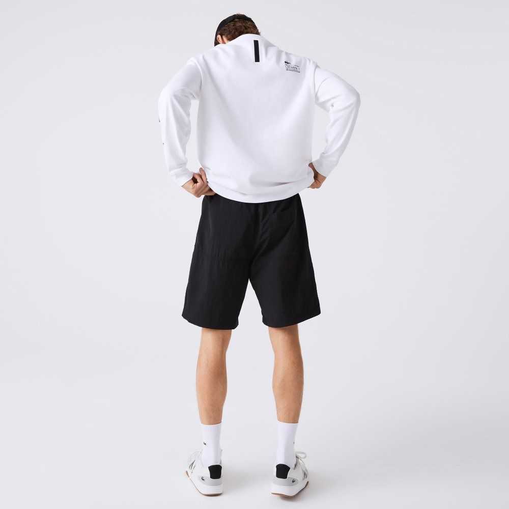 Black / Blue / White Lacoste Colorblock Patchwork Effect Shorts | HPNMCG-042