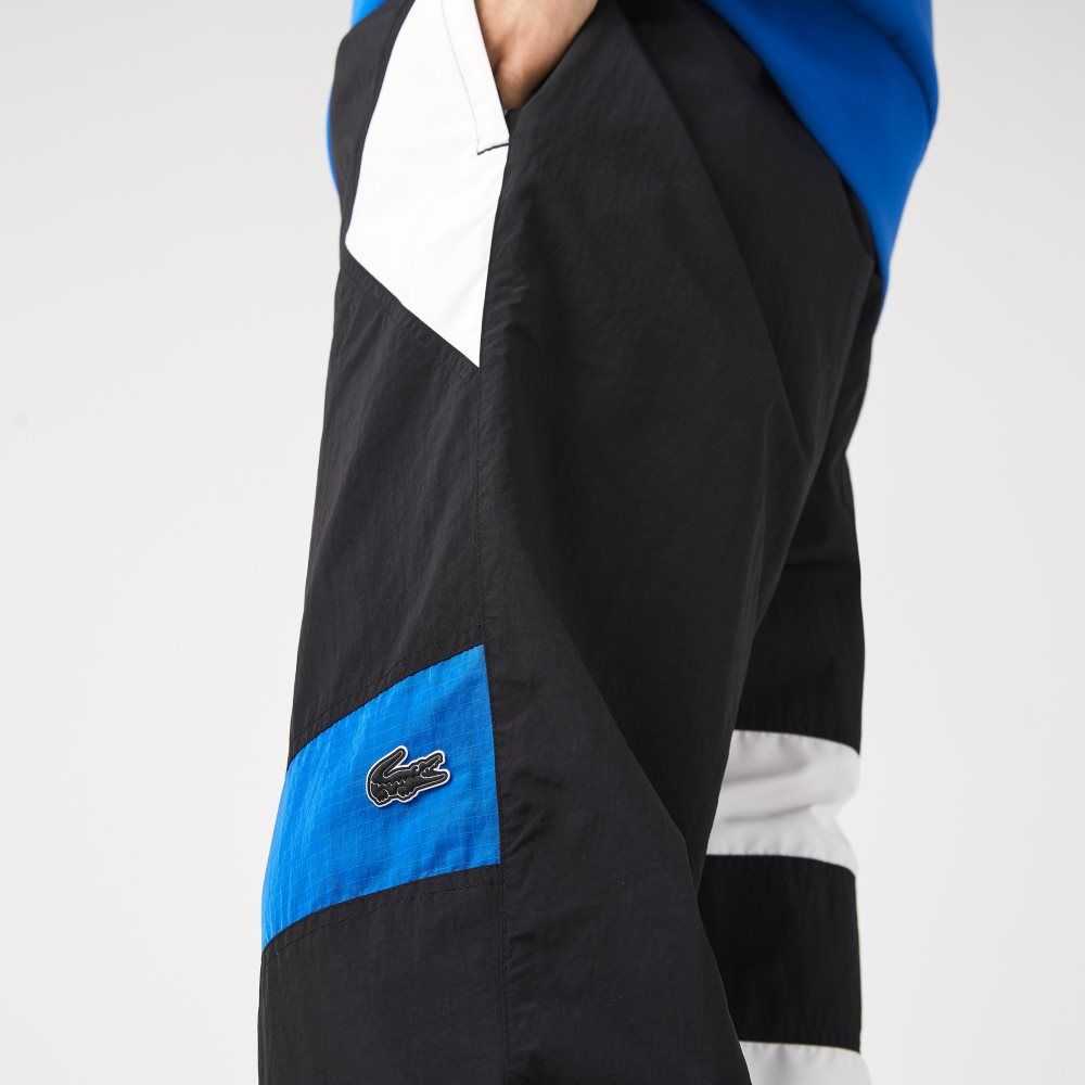 Black / Blue / White Lacoste Patchwork Water-Repellent Trackpants | YSDWFO-150