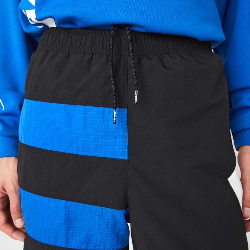 Black / Blue / White Lacoste Patchwork Water-Repellent Trackpants | YSDWFO-150