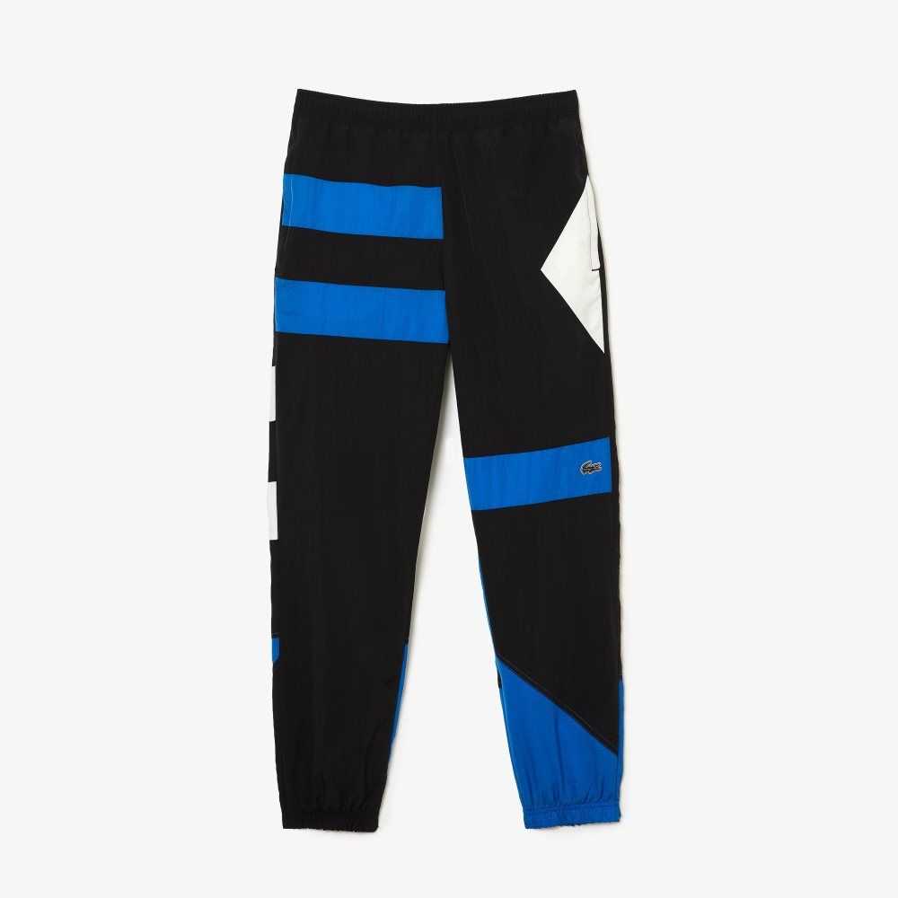 Black / Blue / White Lacoste Patchwork Water-Repellent Trackpants | YSDWFO-150