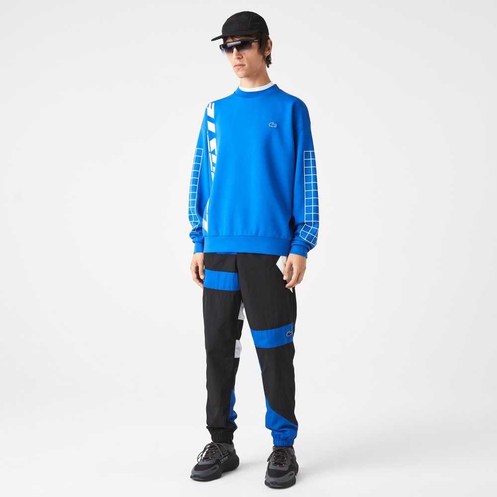 Black / Blue / White Lacoste Patchwork Water-Repellent Trackpants | YSDWFO-150