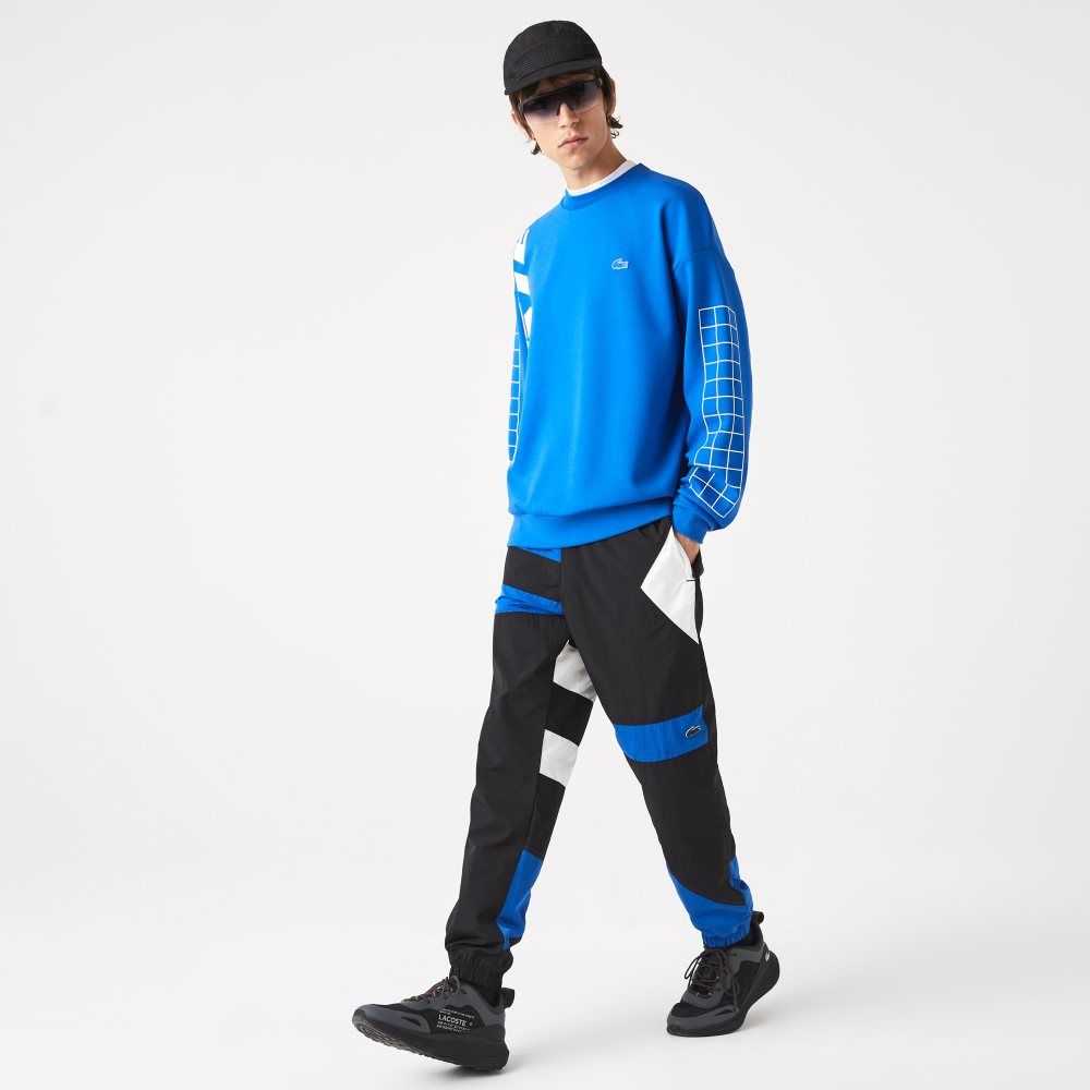 Black / Blue / White Lacoste Patchwork Water-Repellent Trackpants | YSDWFO-150