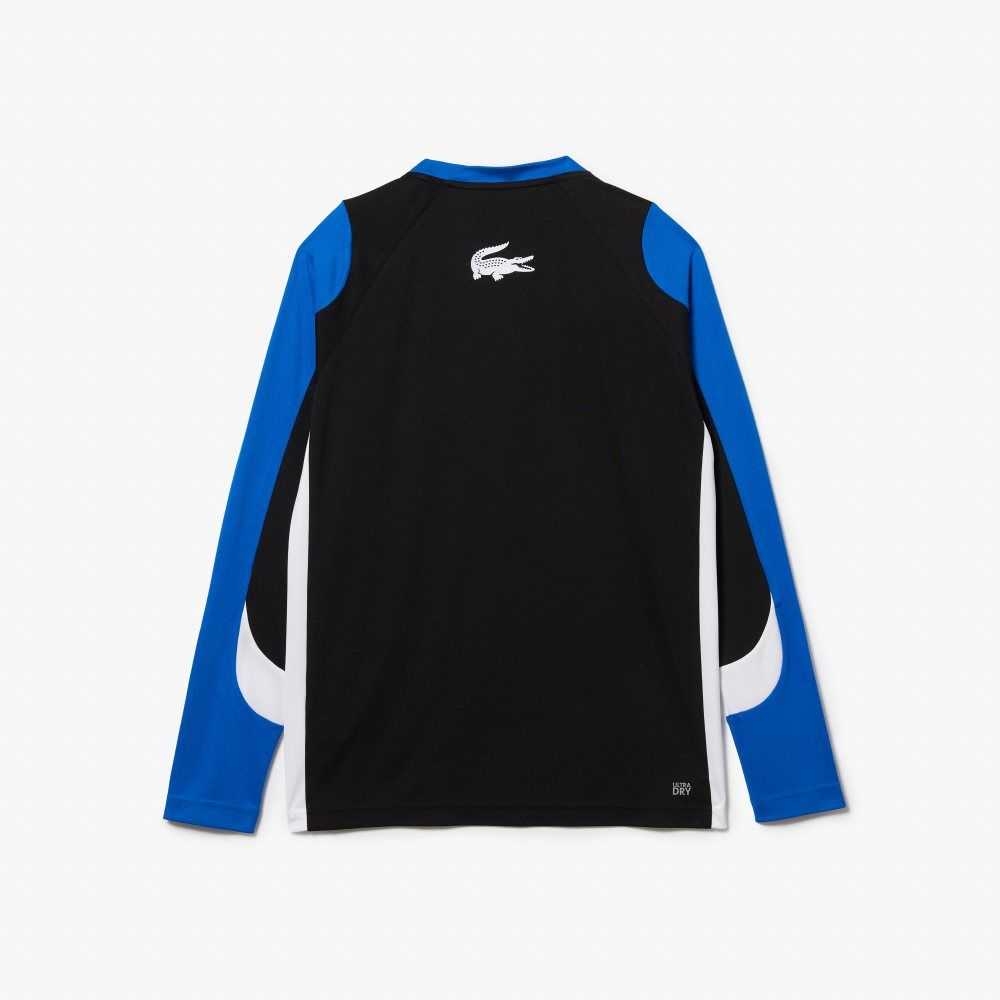 Black / Blue / White Lacoste SPORT Tennis T-Shirt | EVZXJG-260