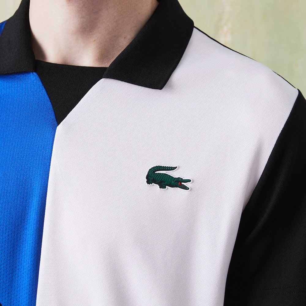 Black / Blue / White Lacoste SPORT Ultra-Dry Pique Tennis Polo | ZFYSAG-850