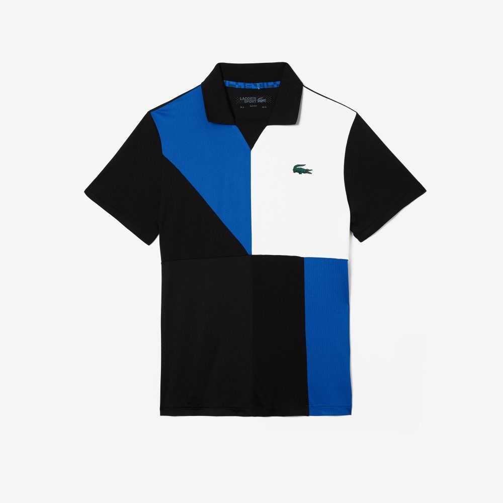 Black / Blue / White Lacoste SPORT Ultra-Dry Pique Tennis Polo | ZFYSAG-850