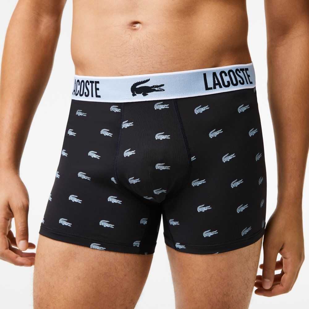 Black / Dark Grey / White Lacoste Recycled Polyester Jersey Trunk 3-Pack | RDFGCH-720