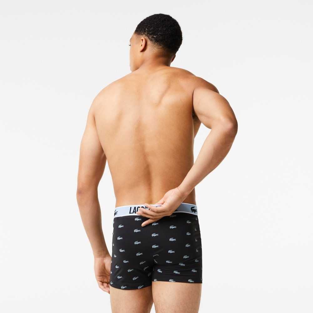 Black / Dark Grey / White Lacoste Recycled Polyester Jersey Trunk 3-Pack | RDFGCH-720