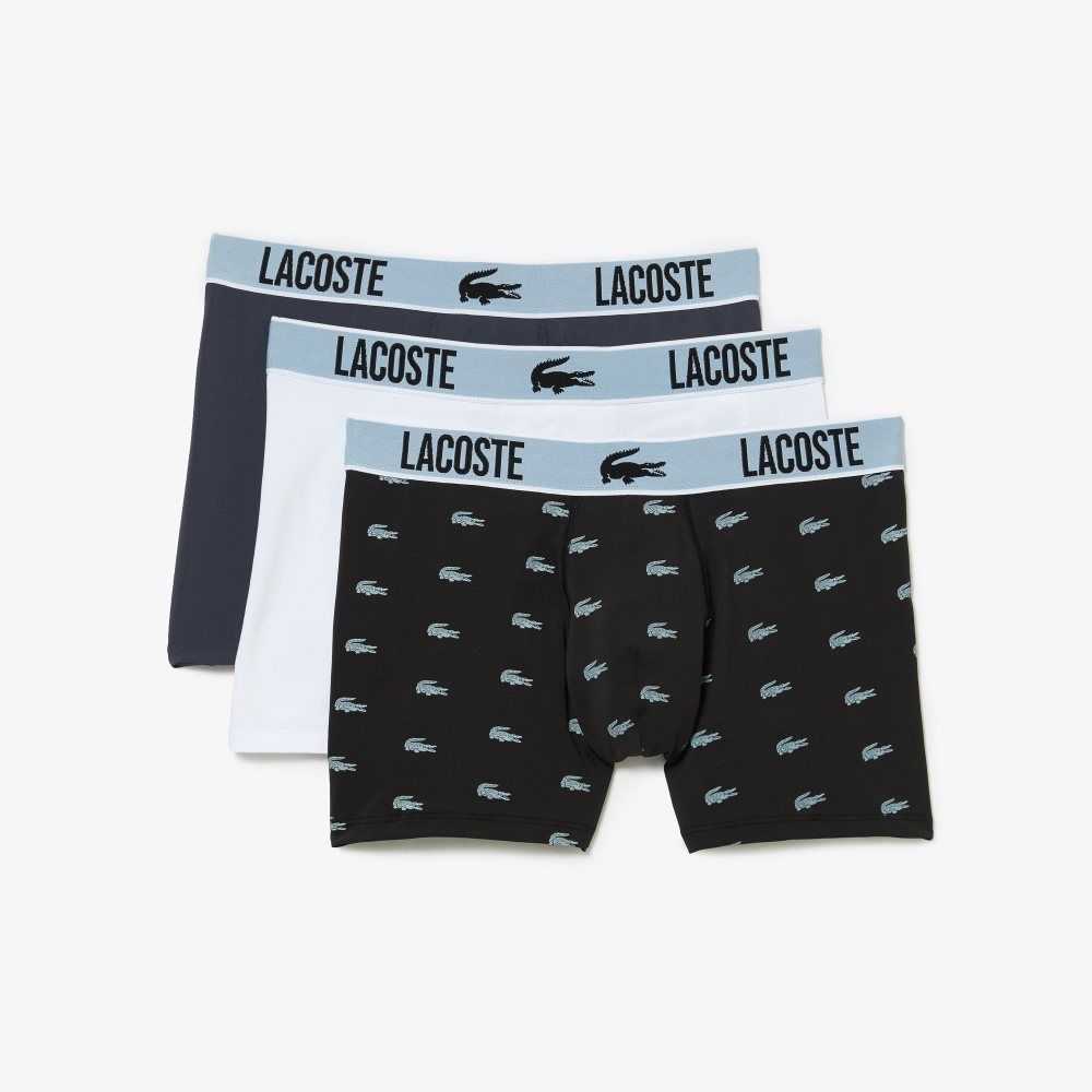 Black / Dark Grey / White Lacoste Recycled Polyester Jersey Trunk 3-Pack | RDFGCH-720