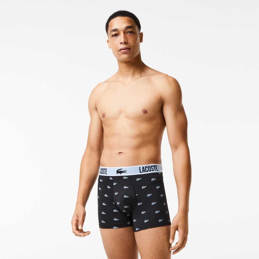 Black / Dark Grey / White Lacoste Recycled Polyester Jersey Trunk 3-Pack | RDFGCH-720