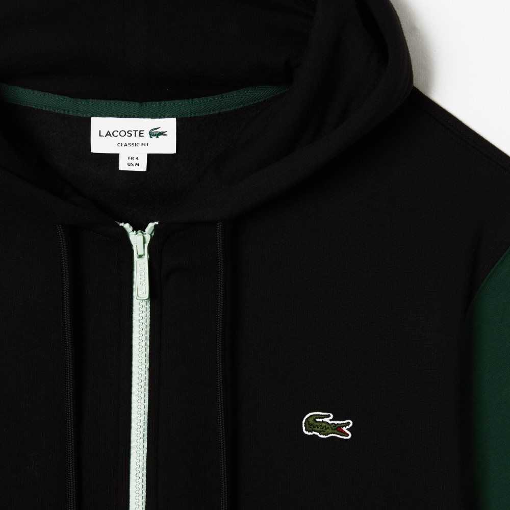 Black / Green / Blue / Light Green Lacoste Classic Fit Color-Block Hooded Zip Sweatshirt | FONJYV-475