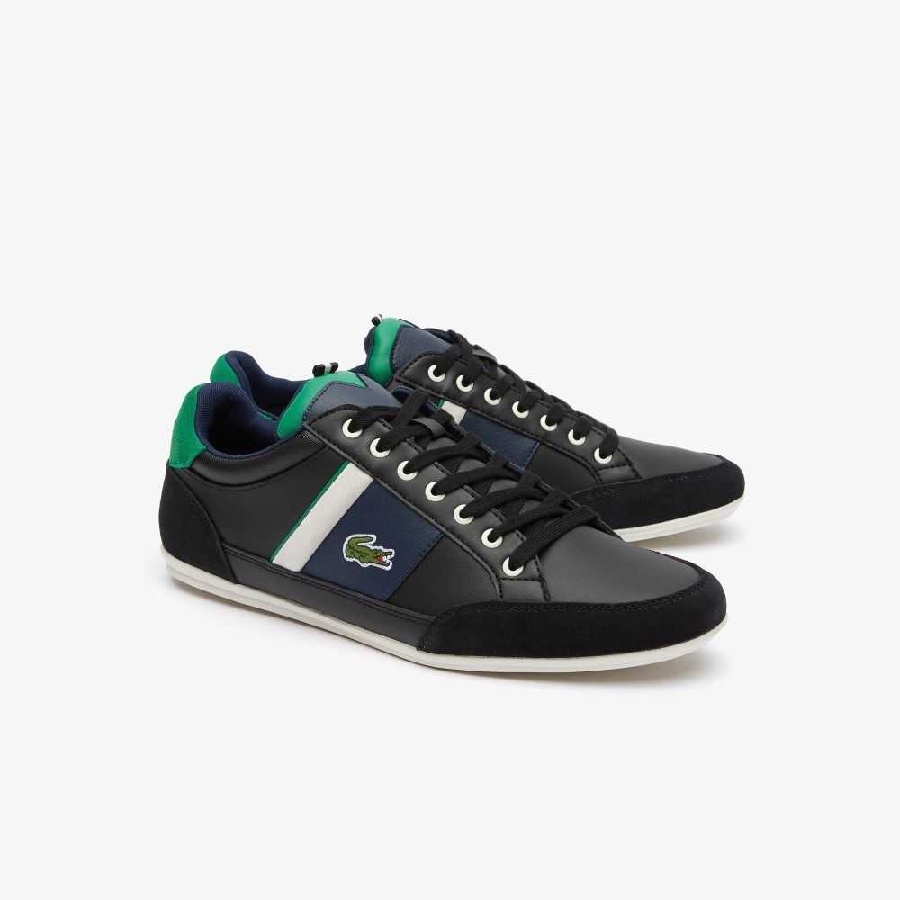 Black/Green Lacoste Chaymon Leather Sneakers | EOGDZP-308