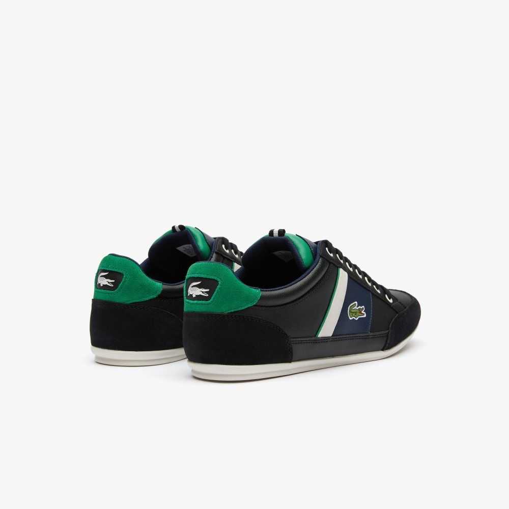 Black/Green Lacoste Chaymon Leather Sneakers | EOGDZP-308