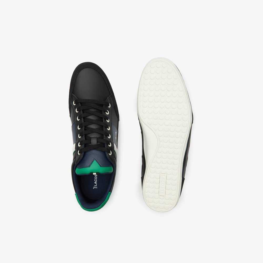 Black/Green Lacoste Chaymon Leather Sneakers | EOGDZP-308