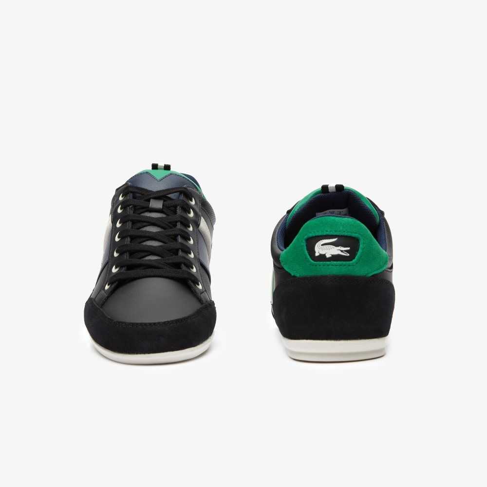 Black/Green Lacoste Chaymon Leather Sneakers | EOGDZP-308