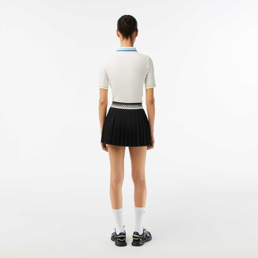 Black / Green Lacoste Tennis Pleated Skirts with Built-in Shorts | PJVSLB-897