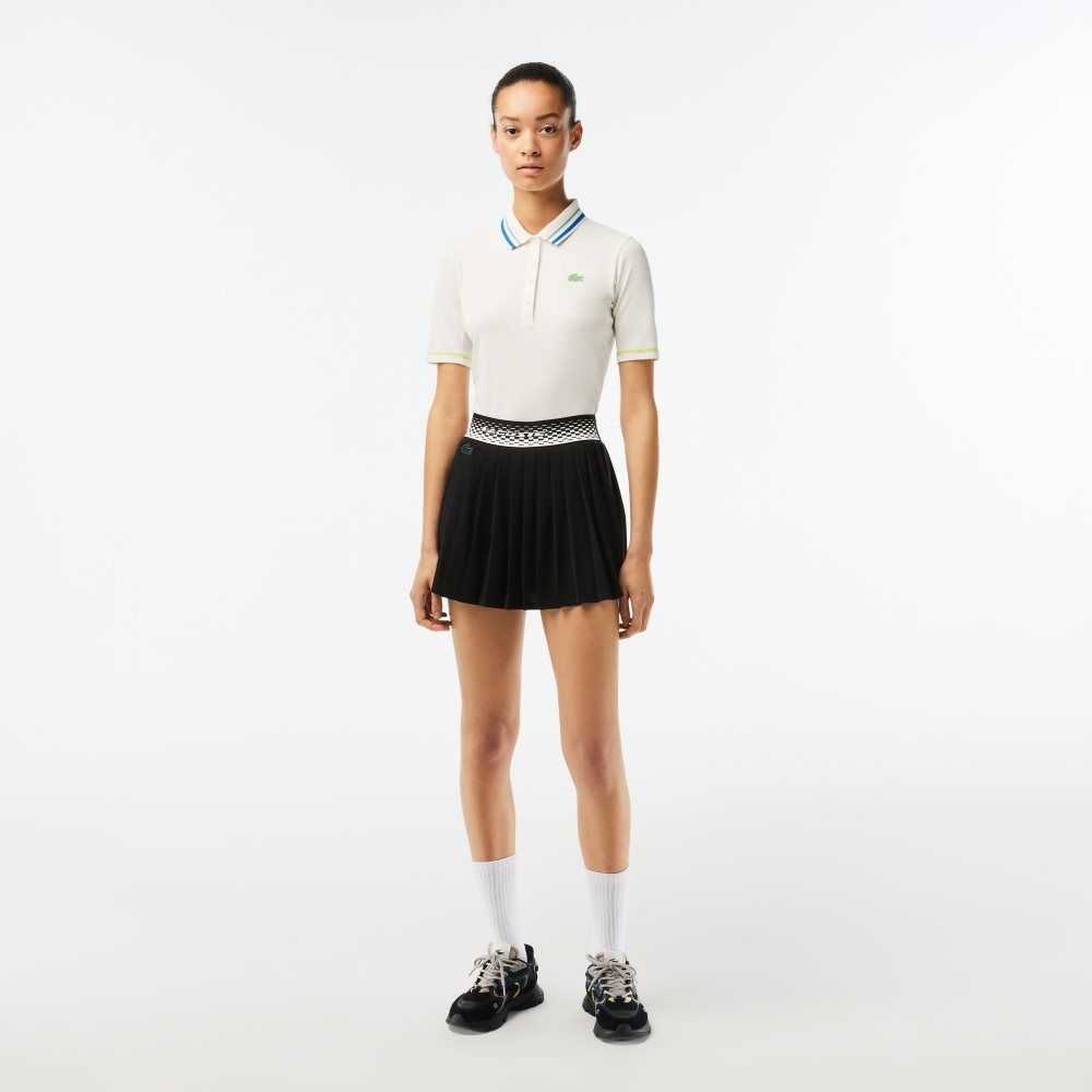 Black / Green Lacoste Tennis Pleated Skirts with Built-in Shorts | PJVSLB-897