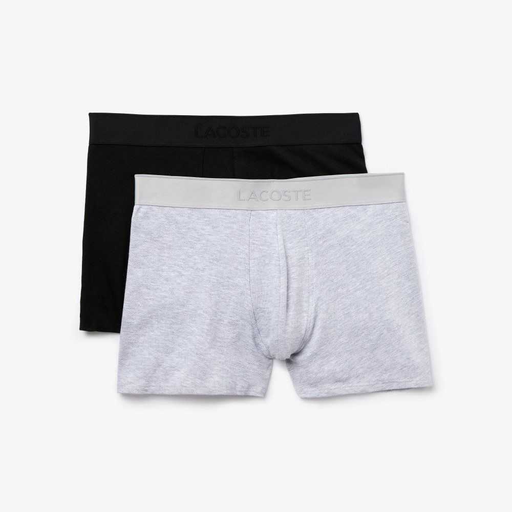 Black / Grey Chine Lacoste L.12.12 Pique Boxer Briefs 2-Pack | SNVXGC-278