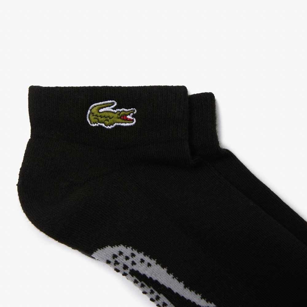 Black / Grey Chine Lacoste SPORT Stretch Cotton Low-Cut Socks | PDGLKU-356