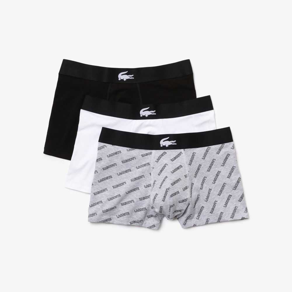 Black / Grey Chine / White Lacoste Stretch Cotton Trunk 3-Pack | GXJIAB-537