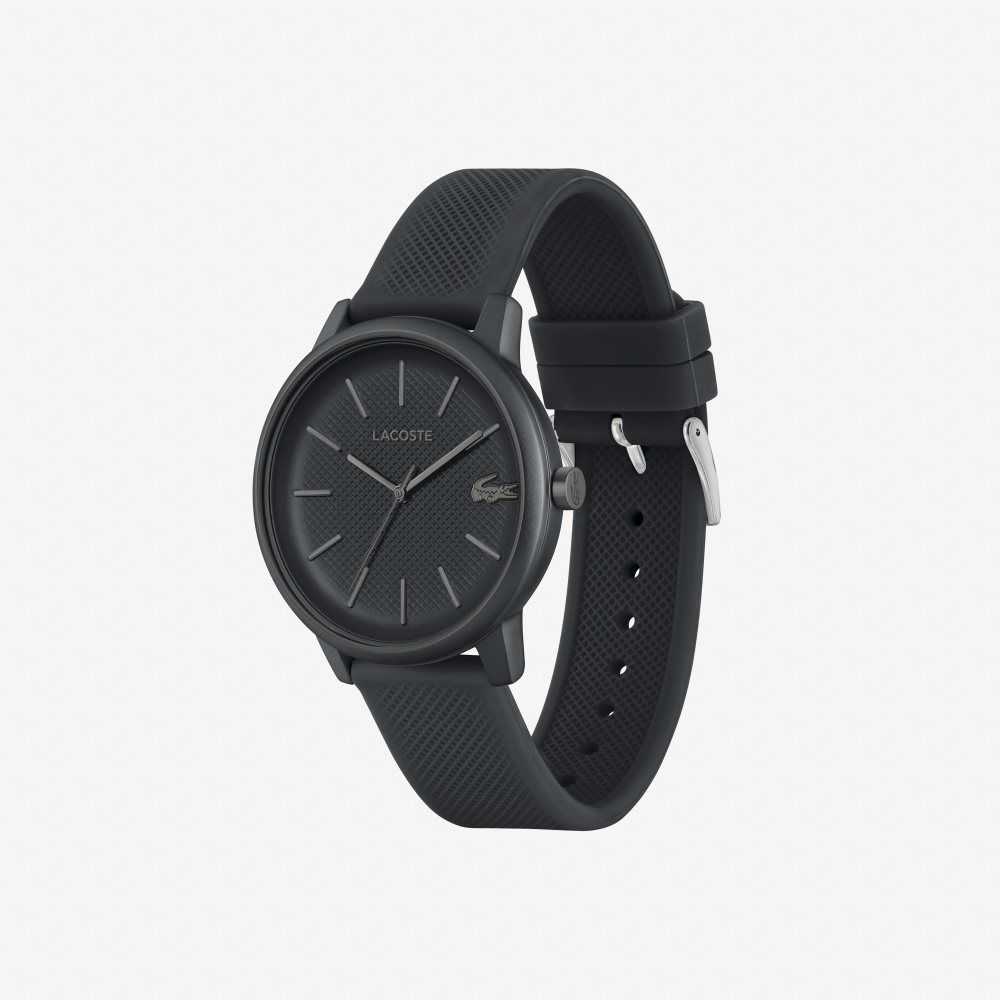 Black Lacoste 12.12 Move 3 Hands Watch Black Silicone | FZXKYW-417