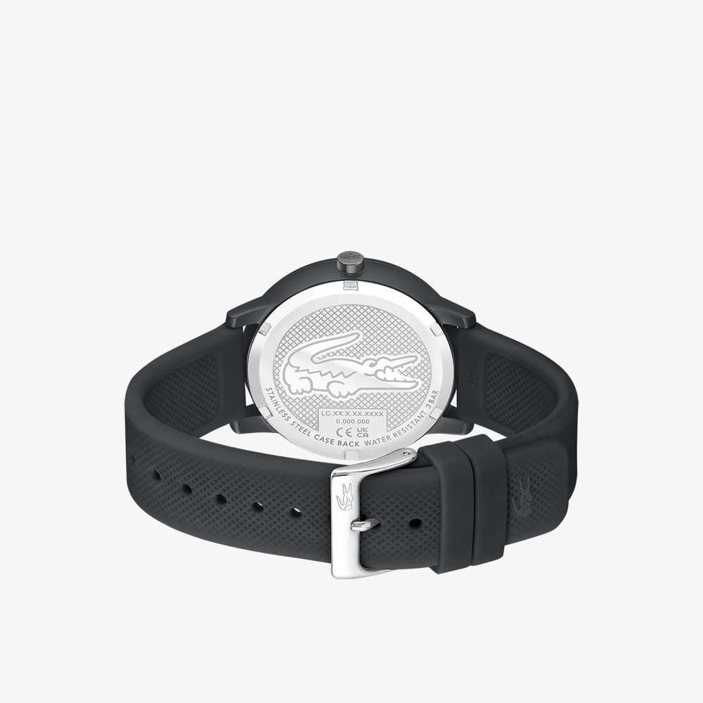 Black Lacoste 12.12 Move 3 Hands Watch Black Silicone | FZXKYW-417