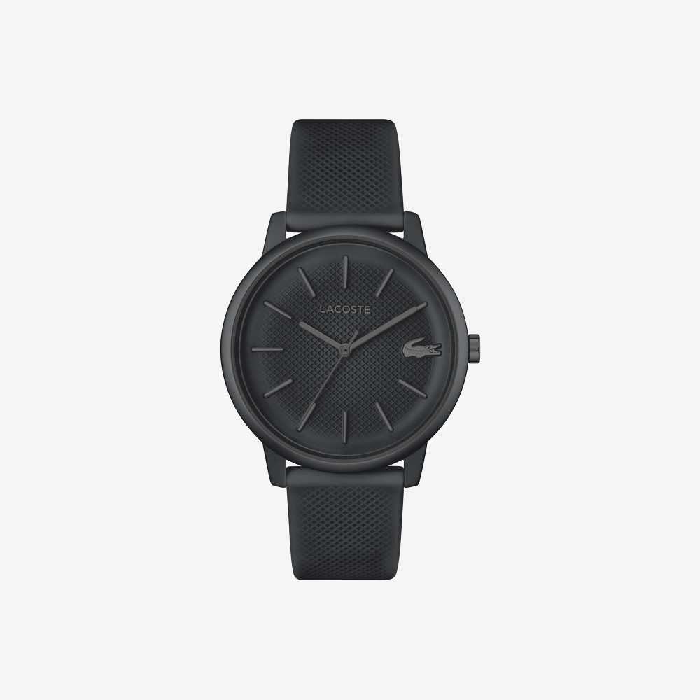 Black Lacoste 12.12 Move 3 Hands Watch Black Silicone | FZXKYW-417