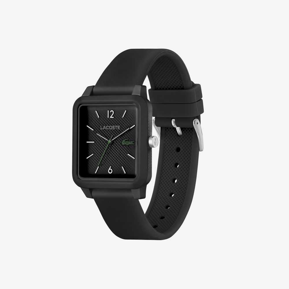 Black Lacoste 12.12 Studio 3 Hands Watch Black Silicone | SGFTRM-412