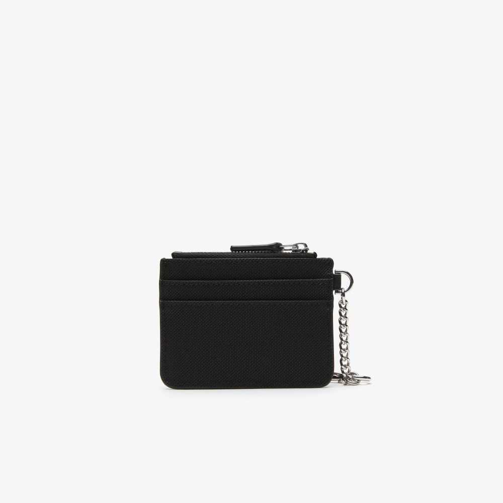 Black Lacoste 4 Slot Zipped Card Holder | YSWTOK-129