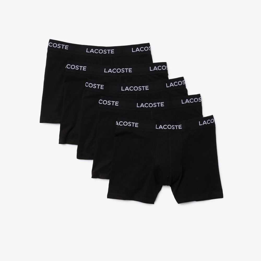 Black Lacoste 5-Pack Logo Waist Boxers | LFSUWK-165