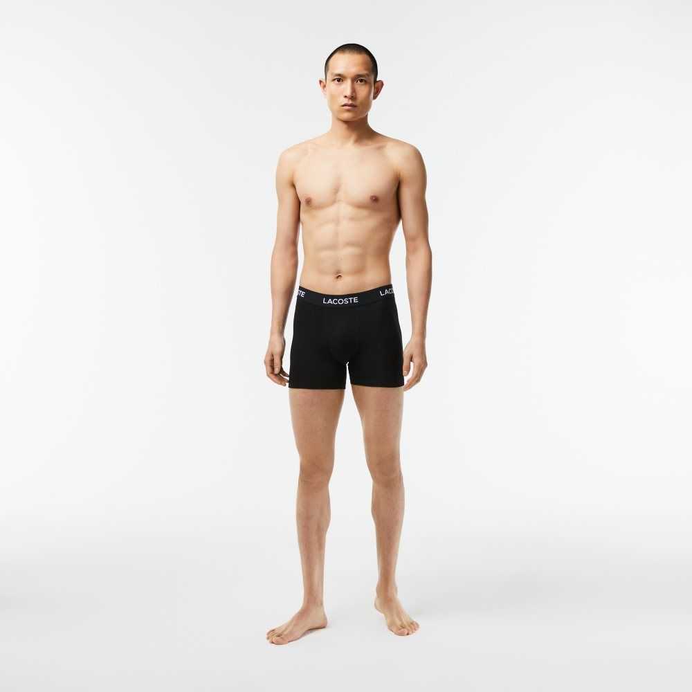 Black Lacoste 5-Pack Logo Waist Boxers | LFSUWK-165