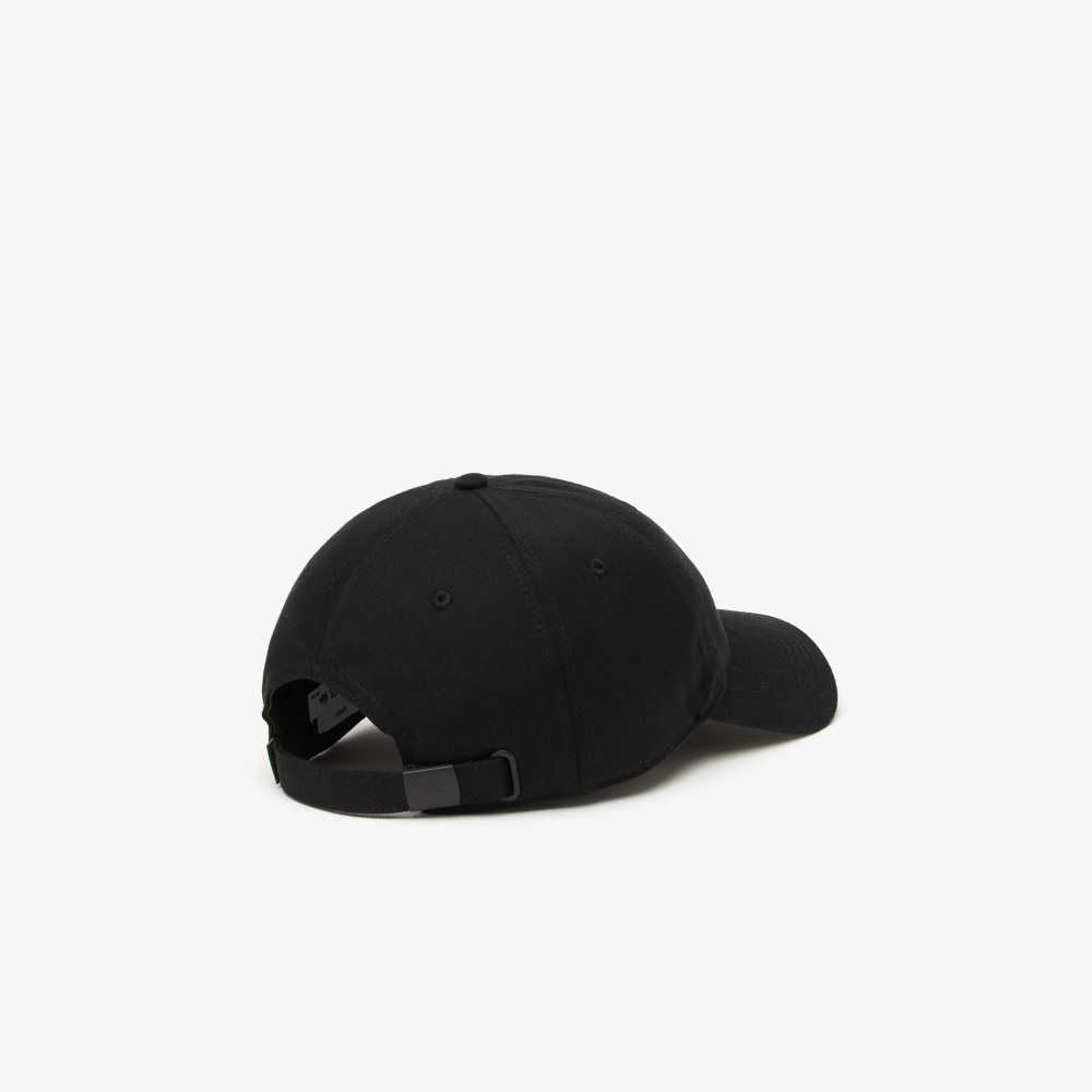 Black Lacoste Adjustable Organic Cotton Twill Cap | BTXRFU-573