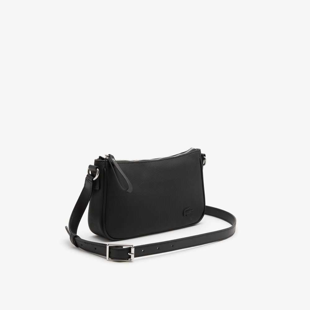 Black Lacoste Adjustable Strap Crossbody Bag | NCVHFX-251