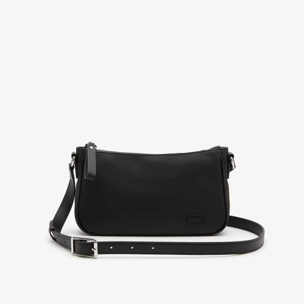 Black Lacoste Adjustable Strap Crossbody Bag | NCVHFX-251