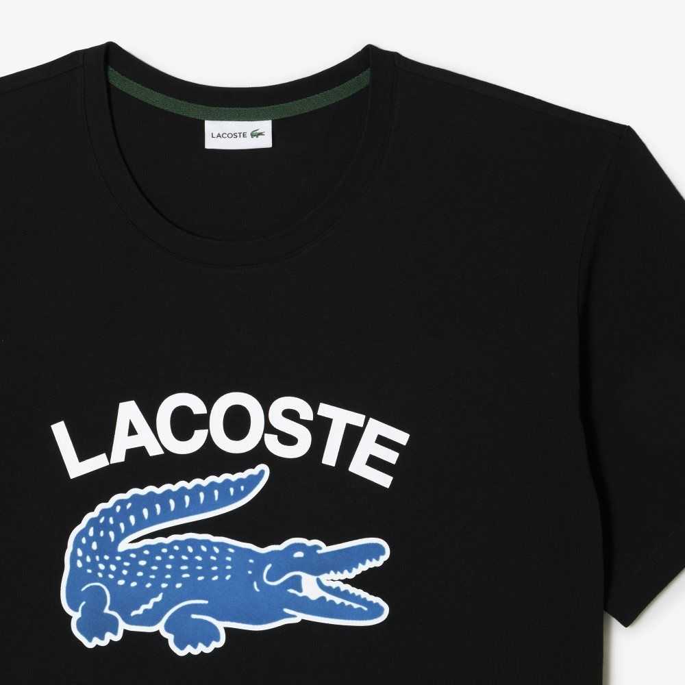 Black Lacoste Big Fit XXL Logo T-Shirt | FECWAD-635