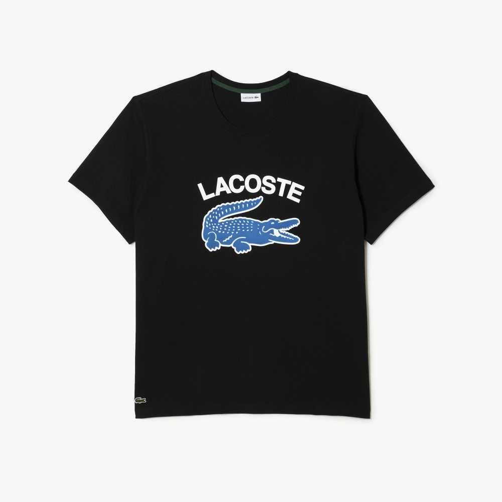 Black Lacoste Big Fit XXL Logo T-Shirt | FECWAD-635