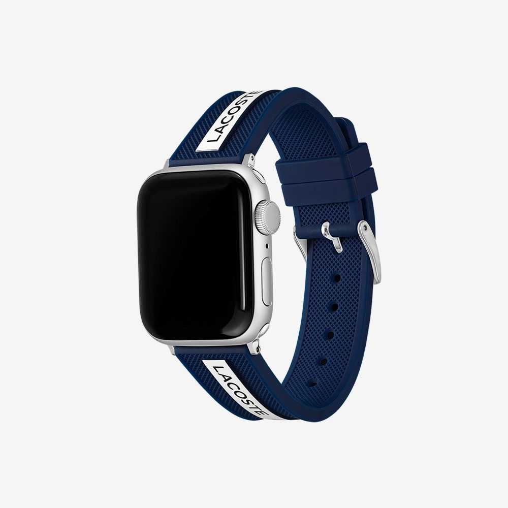 Black Lacoste Blue Silicone Apple Watch Strap | FMNSIL-021