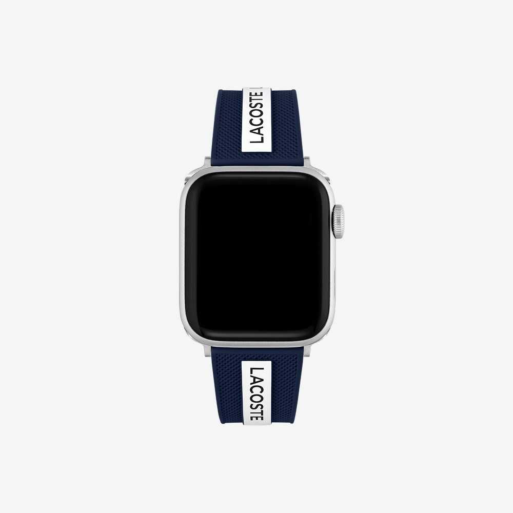 Black Lacoste Blue Silicone Apple Watch Strap | JRHXCU-413